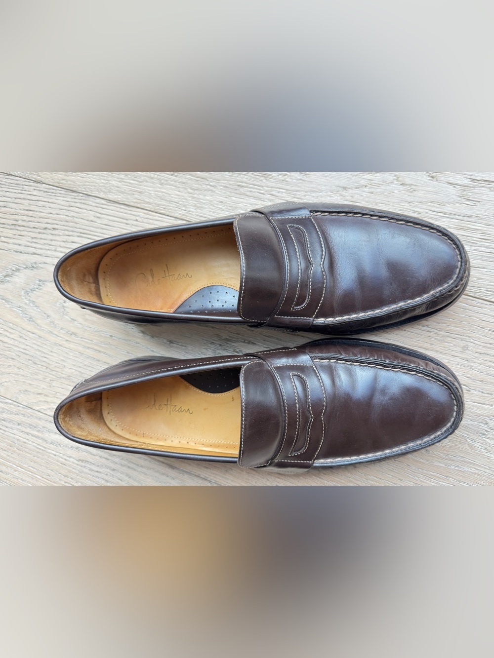 Men's Brown Cole Haan Pinch Leather Penny Loafers, size 10.5